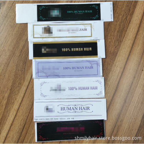 Custom hair labels/wraps/tags extension Packaging for bundles,Custom package Drawstring satin silk bag for hair extension bundle
